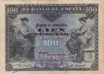 CRBS3267 BILLETE ESPAÑA 100 PESETAS 1906 SERIE A MBC