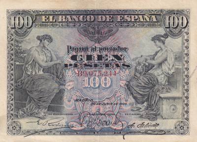 CRBS3269 BILLETE ESPAÑA 100 PESETAS 1906 SERIE B MBC+