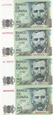 CRBS3288 LOTE 4 BILLETES ESPAÑA 1000 PESETAS 1979 SERIES DIFERENTES S/C