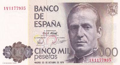 CRBS3295 BILLETE ESPAÑA 5000 PESETAS 1979 SERIE 1V S/C