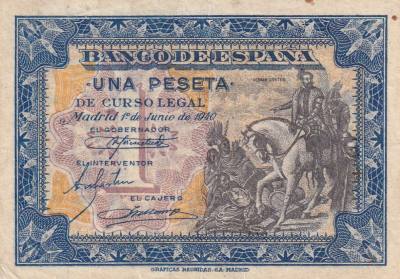 CRBS3311 BILLETE ESPAÑA 1 PESETA 1940 SIN SERIE EBC