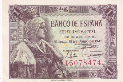 CRBS3313 BILLETE ESPAÑA 1 PESETA 1945 SERIE I S/C