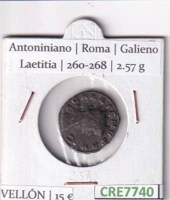 CRE7740 MONEDA ROMANA ANTONINIANO ROMA GALIENO LAETITIA 260-268
