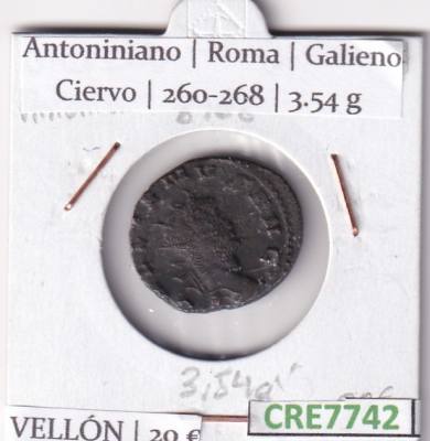 CRE7742 MONEDA ROMANA ANTONINIANO ROMA GALIENO CIERVO 260-268