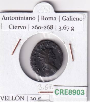 CRE8903 MONEDA ROMANA ANTONINIANO ROMA GALIENO CIERVO 260-268