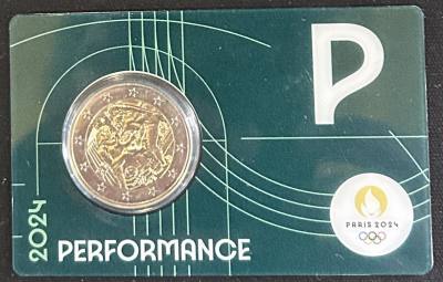 HEUR0655 MONEDA FRANCIA 2 EUROS 2024 (París 2024) Letra P COIN CARD
