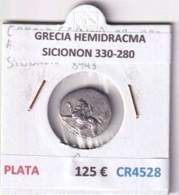 CR4528 MONEDA GRECIA HEMIDRACMA SICIONON 330-280 PLATA