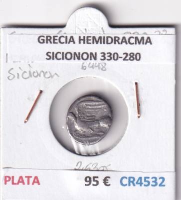 CR4532 MONEDA GRECIA HEMIDRACMA SICIONON 330-280 PLATA