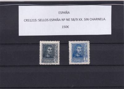 CRS1215 SELLOS ESPAÑA Nº NE 58/9 XX. SIN CHARNELA. 