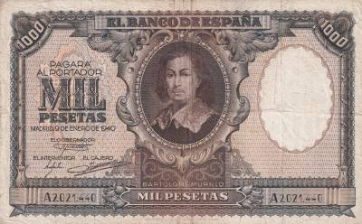 CRBS2001 BILLETE ESPAÑA 1000 PESETAS 1940 SERIE A BC