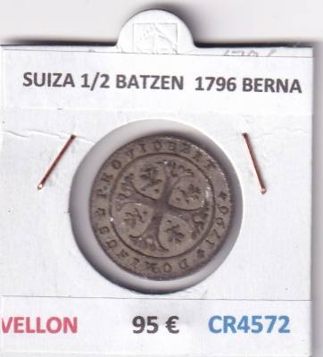 CR4572 MONEDA SUIZA 1/2 BATZEN  1796 BERNA VELLON