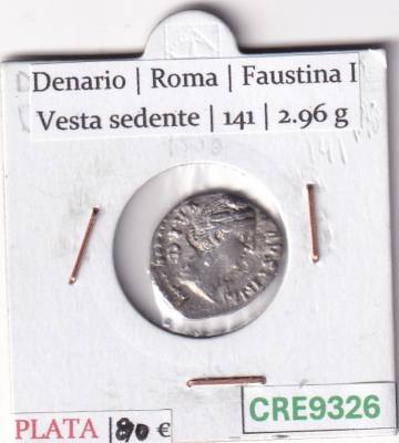 CRE9326 MONEDA ROMANA DENARIO ROMA FAUSTINA I VESTA SEDENTE 141