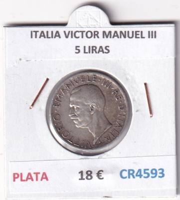 CR4593 MONEDA ITALIA VICTOR MANUEL III 5 LIRAS PLATA