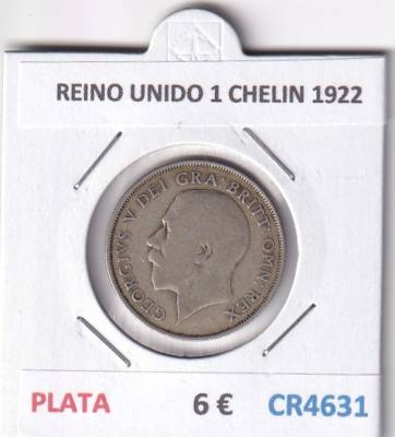 CR4631 MONEDA REINO UNIDO 1 CHELIN 1922 PLATA