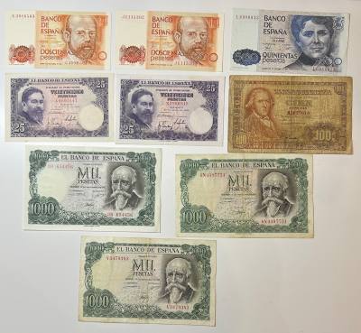 CRBL0625 LOTE 9 BILLETES ESPAÑA DIFERENTES VER FOTO