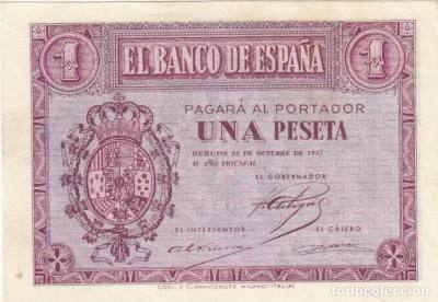 BILLETE ESPAÑA 1 PESETA OCTUBRE 1937 SERIE B