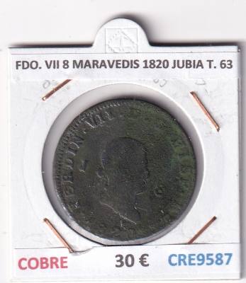 CRE9587 MONEDA ESPAÑA FERNANDO VII 8 MARAVEDIS 1820 JUBIA TIPO 63 COBRE