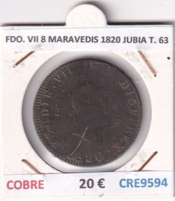 CRE9594 MONEDA ESPAÑA FERNANDO VII 8 MARAVEDIS 1820 JUBIA TIPO 63 COBRE