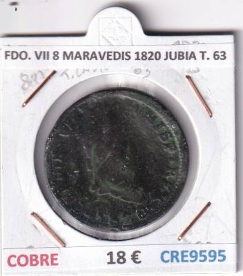 CRE9595 MONEDA ESPAÑA FERNANDO VII 8 MARAVEDIS 1820 JUBIA TIPO 63 COBRE