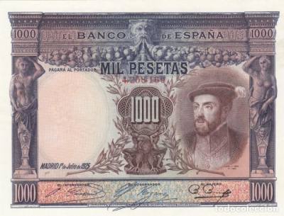 BILLETE ESPAÑA 1000 PESETAS 1925 MUY RARO  CON PUNTOS DE GRAPA TAPADOS