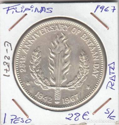 MONEDA FILIPINAS 1 PESO 1967 PLATA