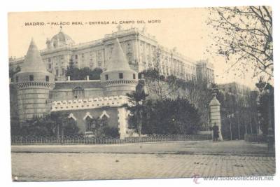 postal Madrid palacio real entrada al campo del moro