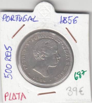 CR0687 MONEDA PORTUGAL PLATA 500 REIS 1856