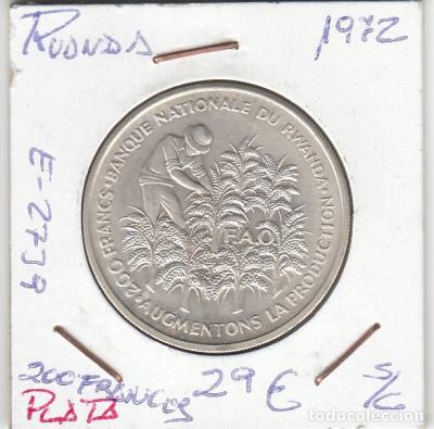 MONEDA RUANDA 200 FRANCOS 1972