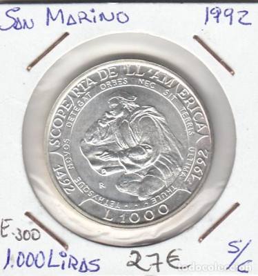 MONEDA SAN MARINO 1000 LIRAS 1992