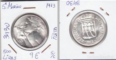 MONEDA SAN MARINO 500 LIRAS PLATA  1973