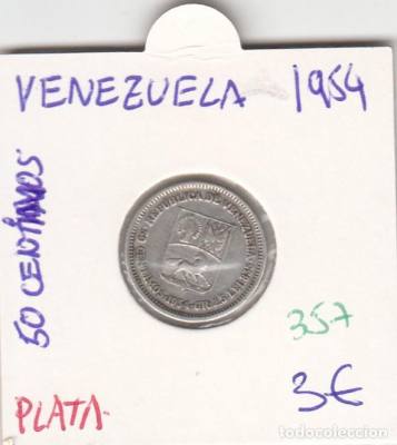 MONEDA VENEZUELA PLATA 0,50 CTS 1954 MBC