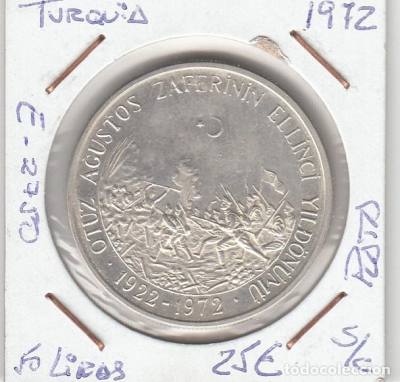MONEDA TURQUÍA 50 LIRAS 1972 PLATA