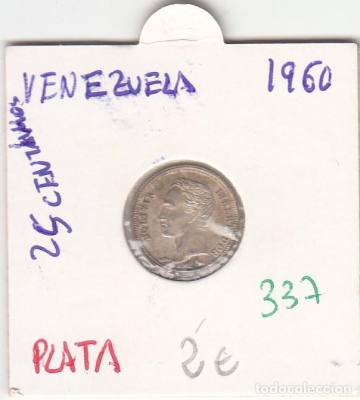 MONEDA VENEZUELA 25 CÉNTIMOS PLATA 1960