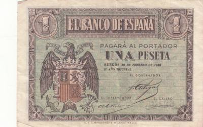 BILLETE ESPAÑA 1 PESETA FEBRERO 1938 
