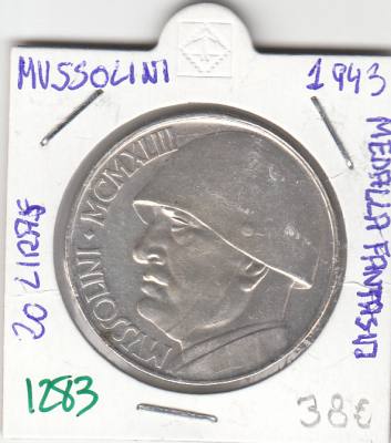 CR1283 MEDALLA ITALIA MUSSOLINI 20 LIRAS 1943 