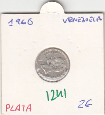 CR1241 MONEDA VENEZUELA PLATA 0,25 BOLIVAR 1960 EBC 