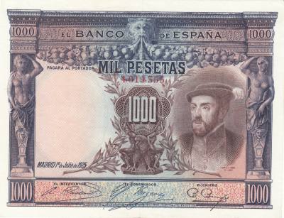 CRBS0552 BILLETE ESPAÑA 1000 PESETAS 1925 SIN SERIE MUY RARO EBC+
