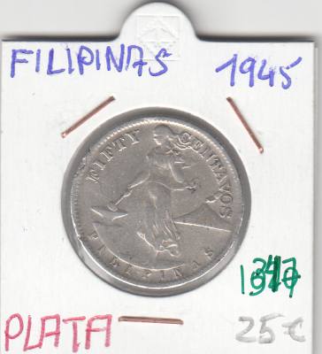 CR1347 MONEDA FILIPINAS 50 CENTAVOS 1945 PLATA EBC+ 