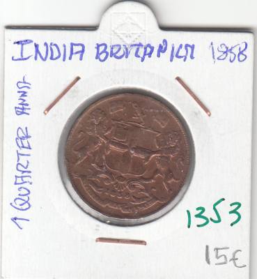 CR1353 MONEDA INDIA BRITANICA 1 CUARTO 1858 MBC+