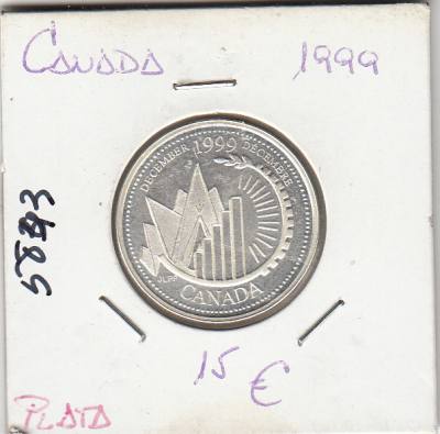 E5931 MONEDA CANADA 25 CENTS 1999 PLATA SIN CIRCULAR 