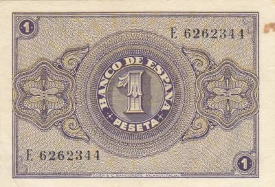 H0120 BILLETE ESPAÑA 1 PESETA FEB 1938 EBC CON MANCHAS 