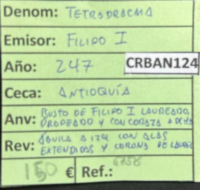 CRBAN124 MONEDA TETRADRACMA FILIPO I ANTIOQUIA VER DESCRIPCION EN FOTO