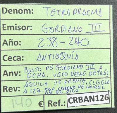 CRBAN126 MONEDA TETRADRACMA GORDIANO III ANTIOQUIA VER DESCRIPCION EN FOTO