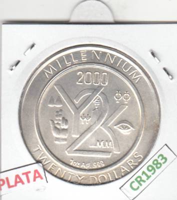 CR1983 MONEDA LIBERIA 20 DOLARES 1999 PLATA 