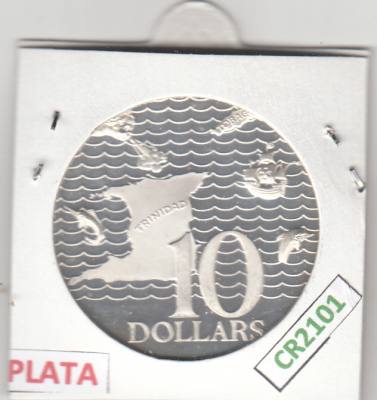 CR2101 MONEDA TRINIDAD Y TOBAGO 10 DOLARES 1975 PLATA 