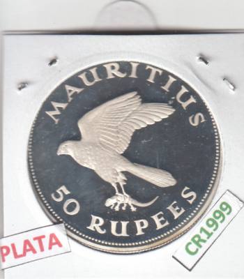 CR1999 MONEDA MAURICIO 50 RUPIAS 1975 PLATA 