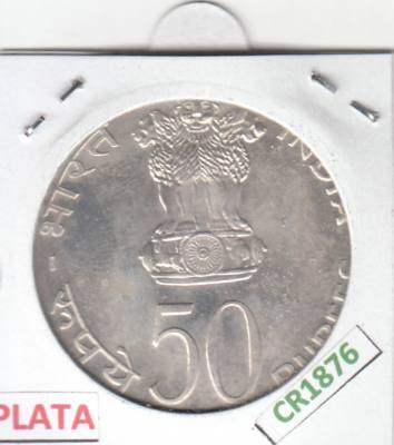 CR1876 MONEDA INDIA 50 RUPIAS 1974 PLATA 