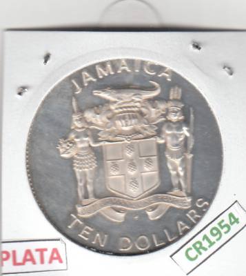 CR1954 MONEDA JAMAICA 10 DÓLARES 1979 PLATA 