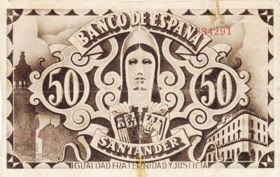 CRBL0065 BILLETE ESPAÑA SANTANDER 50 PESETAS 1936 BC