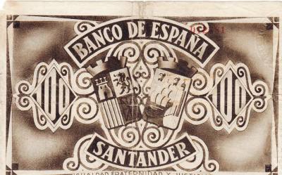 CRBL0068 BILLETE ESPAÑA SANTANDER 100 PESETAS 1936 MBC